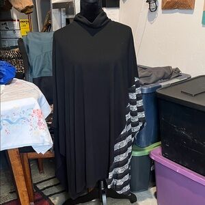 Truth + Style Black and Gray Striped Cape